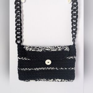 Black and White Crochet Shoulder Bag